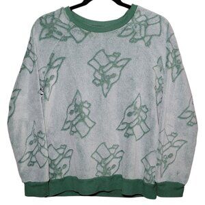 Star Wars Crewneck Sweatshirt Disney Baby Yoda Grogu Fuzzy Terry Loungewear Cozy